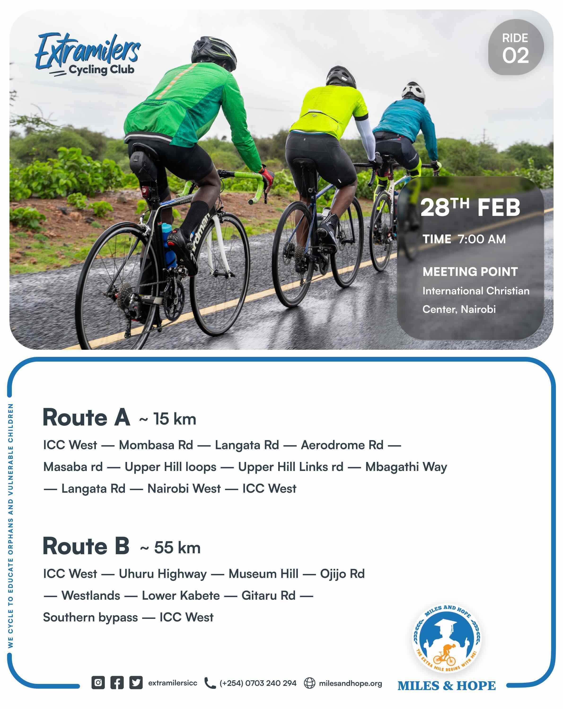 Extramilers Weekly Cycling Rides - Miles and Hope